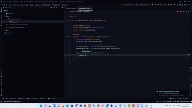 Snackbar in Android Studio | Snackbar Android Studio | Snackbar 2022 смотреть онлайн