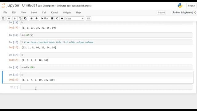 Set operation in Python смотреть онлайн