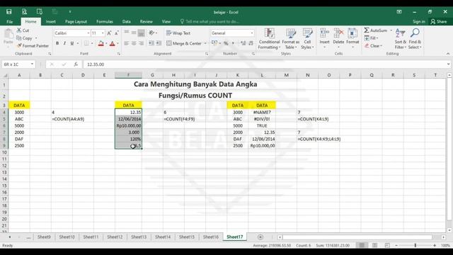 Cara Menghitung Banyak Data Angka dengan rumus Count di microsoft excel CARA BELAJAR #040 смотреть онлайн