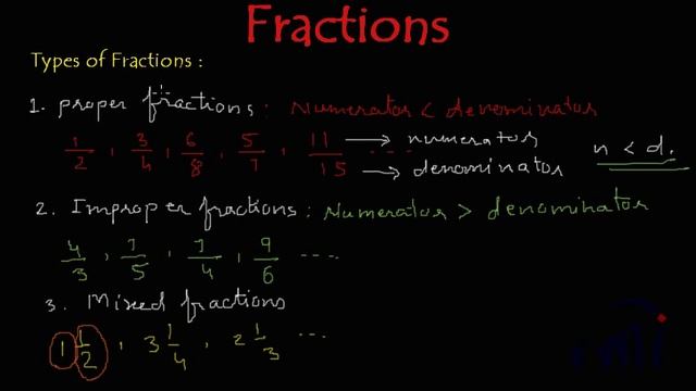 proper fraction, improper fraction and mixed fraction смотреть онлайн