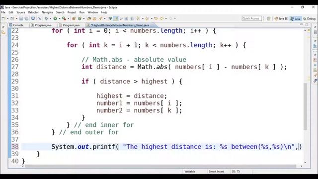 highest distance between numbers in java смотреть онлайн