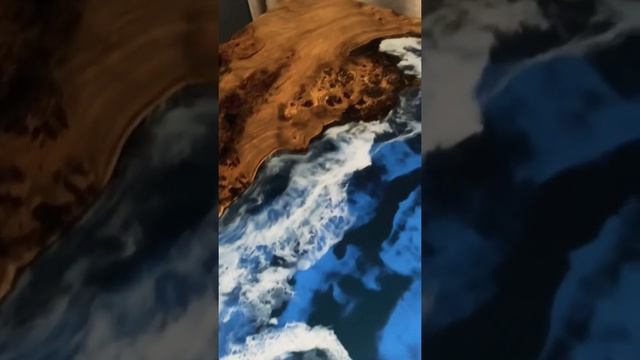 Epoxy resin table with waves. Стол из эпоксидной смолы с волнами. смотреть онлайн