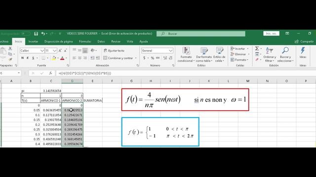 SERIE DE FOURIER EN EXCEL EJEMPLO 1 смотреть онлайн