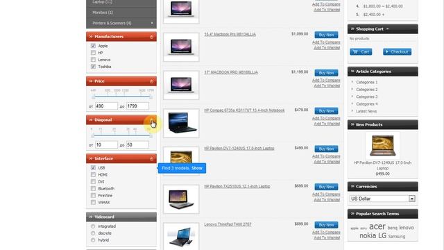 Demo of filters products for TomatoCart engine смотреть онлайн