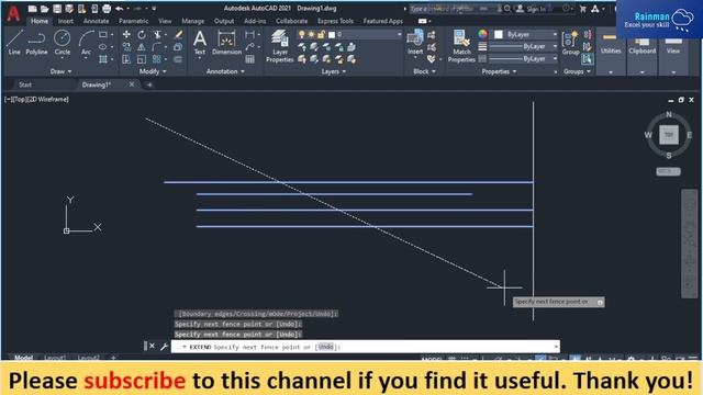 How to extend Multipule lines at the same time in AutoCAD смотреть онлайн