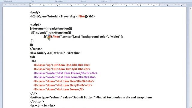 JQUERY TRAVERSING FILTER METHOD DEMO смотреть онлайн