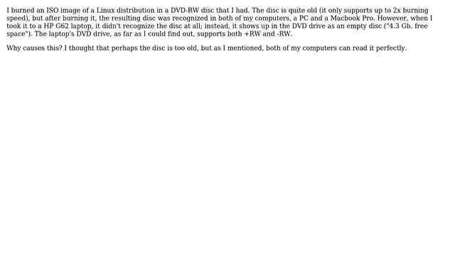 DVD-RW: can read in all computers but one смотреть онлайн