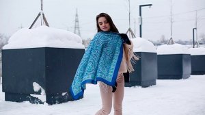 Платок шерстяной с подрубкой "Звонкий ручеёк", вид 14