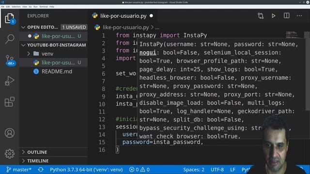 Bot "stalker" no Instagram com Python смотреть онлайн