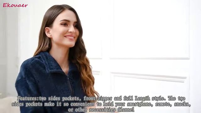 Ekouaer Women's Flannel Robe Zipper Front Robes Full Length Bathrobe(S-XXL) Reviews смотреть онлайн