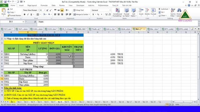 Giải bài tập EXCEL | Bài 08.Phiếu giao nhận | Mr Kim Cương смотреть онлайн