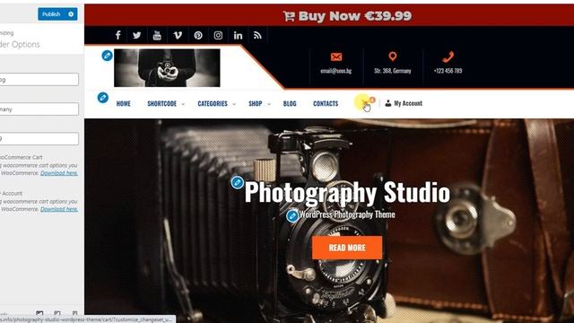 Photography Studio WordPress Theme - Header Options смотреть онлайн