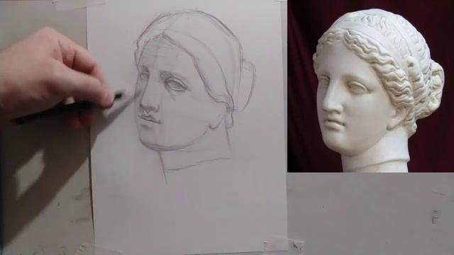 Як малювати гіпсову голову Афродіти. Академічний малюнок. смотреть онлайн