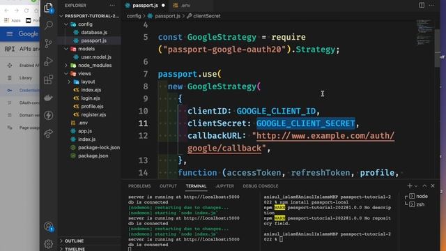 Authentication Bangla tutorial 7 : Passport Google OAuth20 session смотреть онлайн