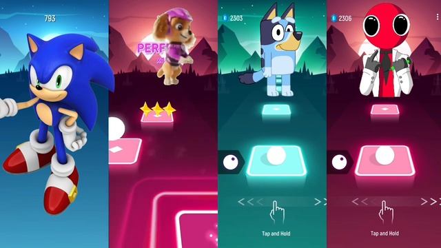 Sonic - Paw Patrol Skye - Bluey - Rainbow Friends Red | Tiles Hop EDM Rush смотреть онлайн