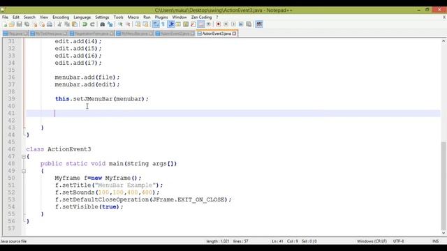 #14.3 Java Swing Tutorial | ActionListener in Java part-3 | ActionListener MenuItem Example смотреть онлайн