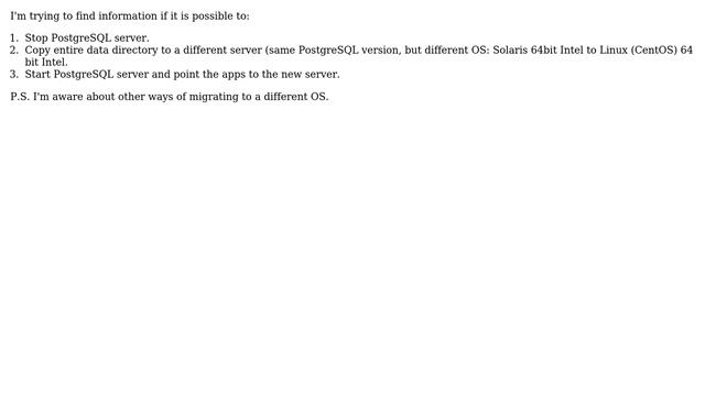 Moving PostgreSQL data directory from Solaris to Linux смотреть онлайн