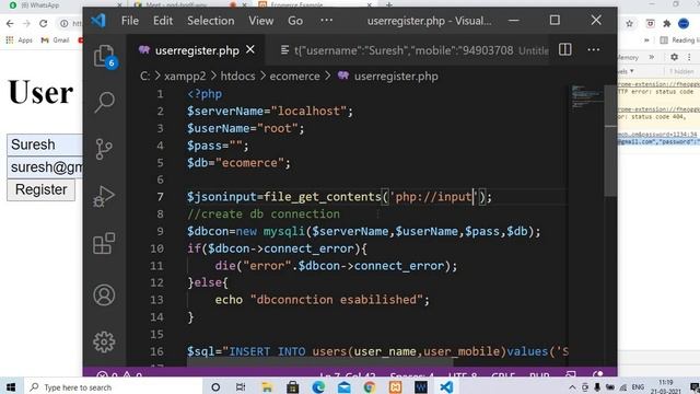 JavaScript Ajax Registration with PHP MySQL Database in Telugu