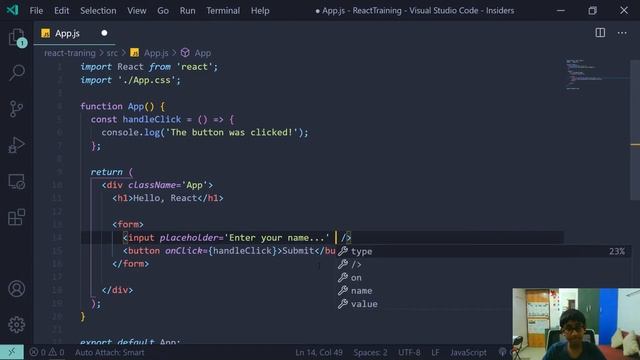Part 5 - How to handle events with methods in react смотреть онлайн