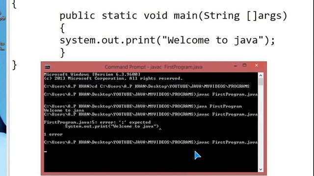 JAVA FIRST PROGRAM|JAVA FIRST PROGRAM ERROR HANDLING|JAVA PROGRAMMING TUTORIAL 3 смотреть онлайн