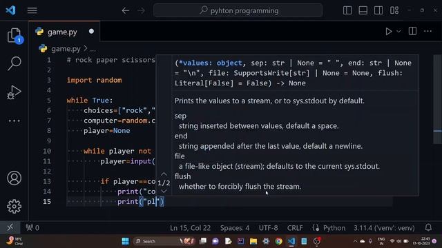 rock paper scissors game with using python language part-1 video #1 #learn_code смотреть онлайн