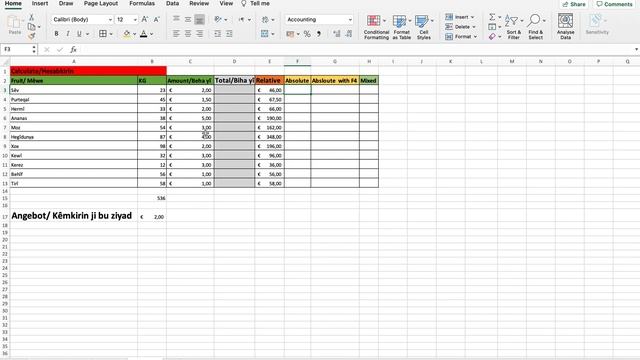 Excel 15 Level 2 / Astê 2 -01 Relative-Absloute/Têkidar-Teqez Bi Kurdî смотреть онлайн