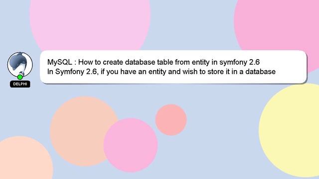 MySQL : How to create database table from entity in symfony 2.6 смотреть онлайн