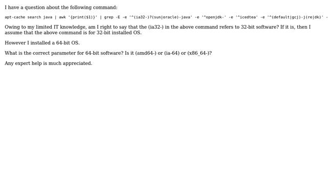 Ubuntu: What is the command to search for 64-bit installed Java, JRE or OpenJDK? смотреть онлайн