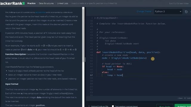 110 - Insert a node at a specific position in a linked list | Linked List | Python смотреть онлайн