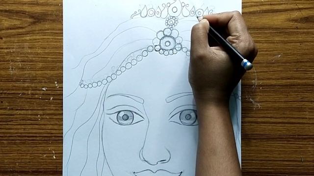 How to draw maa durga face pencil sketch for beginners | Navaratri special maa durga drawing смотреть онлайн