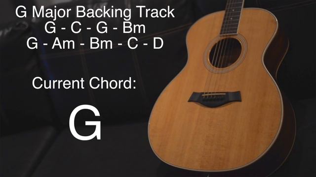 G Major Guitar Backing Track (Shows Current Chord on Screen) смотреть онлайн