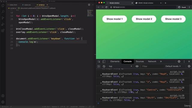 Handling an _Esc_ Keypress Event | JavaScript ? | Lecture 075 смотреть онлайн