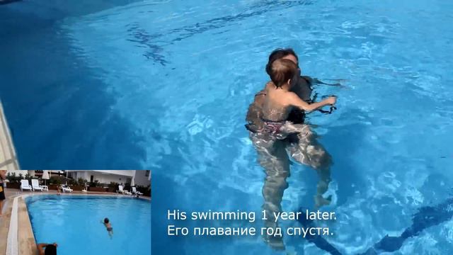 Baby Swimming Underwater 1 year and 9 months old boy in deep pool Малыш плавает в бассейне смотреть онлайн