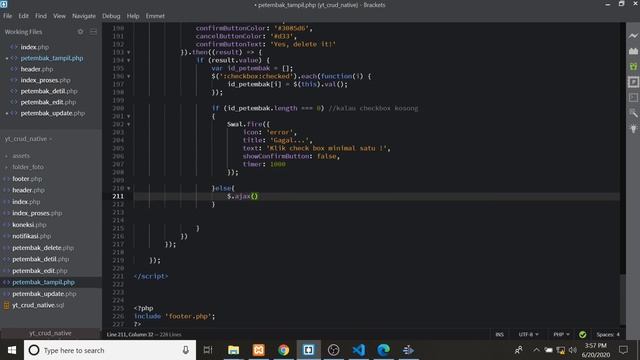 Cara menggunakan Sweetalert2 untuk Validasi di CHECK BOX - Crud - PHP - Mysql - Ajax - Jquery. смотреть онлайн