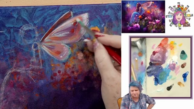 Fairy in Flowers Fantasy Art ??? How to paint acrylics for beginners: Paint Night at Home смотреть онлайн