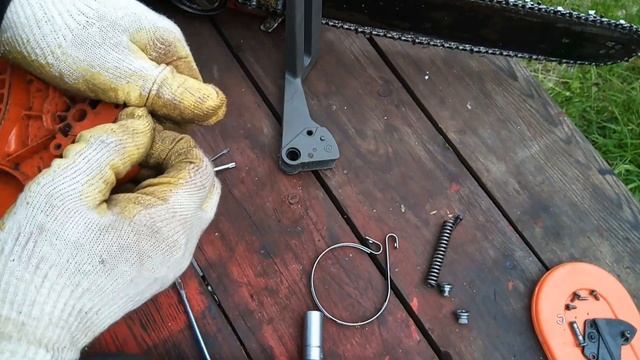 Ремонт тормоза бензопилы HUSQVARNA. Repair Chainsaw HUSQVARNA