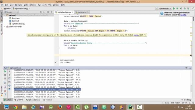 34. Python 3 İle Sqlite Veritabanı Tablo Güncelleme смотреть онлайн
