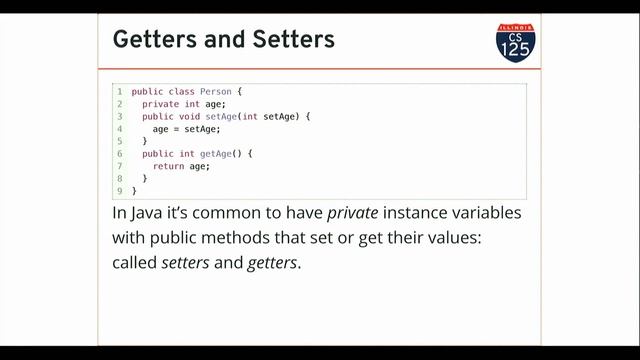 CS 125 Spring 2020: Fri 2.21.2020. Getters and Setters смотреть онлайн