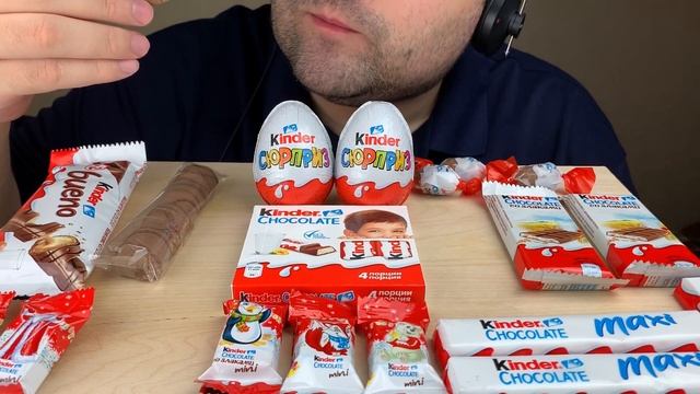 ASMR KINDER CHOCOLATE PARTY (BUENO, BONS, KINDER SURPRISE) 초콜릿 리얼사운드 먹방 MUKBANG *EATING SOUNDS* смотреть онлайн