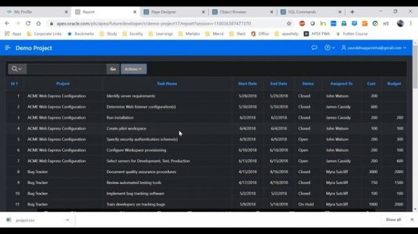 Oracle APEX - Classic Report, Interactive Report, Report with Form