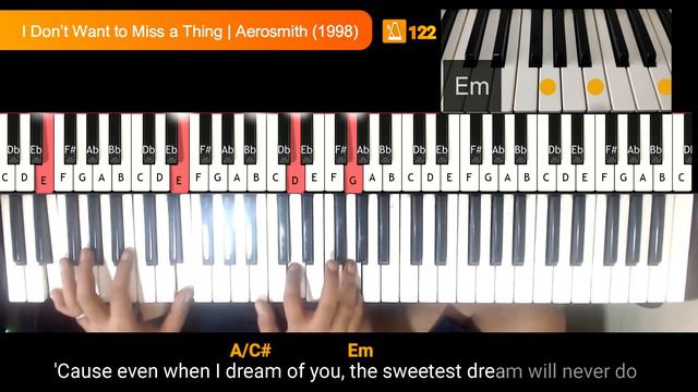 I Don't Want to Miss a Thing | Aerosmith | How to Play Piano/Keyboard with Lyric and Chord Tutorial смотреть онлайн