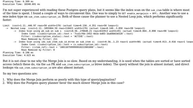Databases: PostgreSQL Query with pagination is slow when using Merge Join смотреть онлайн