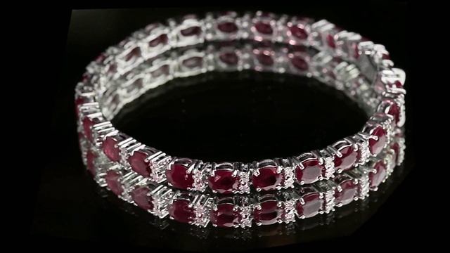 Браслет из белого золота с рубинами 14 карат и браллиантами 0,35 карат смотреть онлайн
