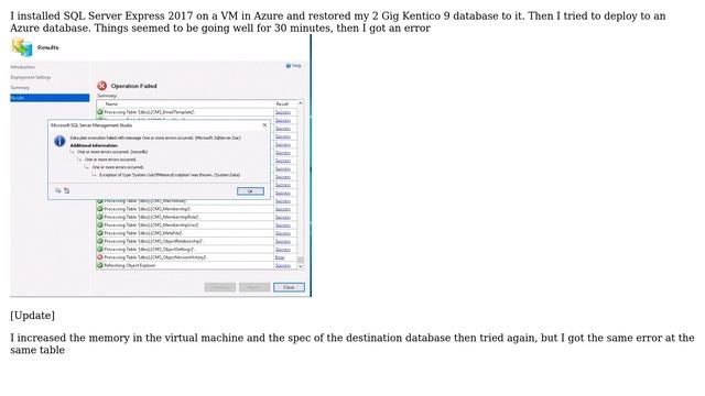 DevOps & SysAdmins: Exception of type "System.OutOfMemoryException" deploying database to Azure смотреть онлайн