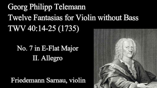 Telemann Fantasia For Solo Violin No  7  II  Allegro