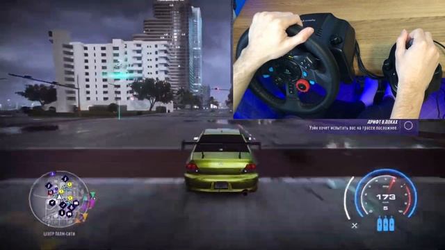 Mitsubishi Lancer!Узнал машину? Nit For Speed Heat,на руле Logitech G29! смотреть онлайн