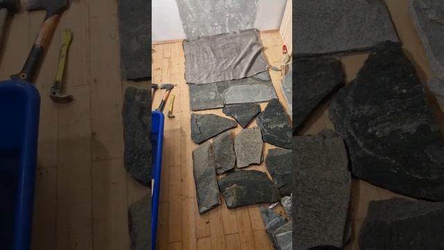 Как монтировал камень на стену и устанавливал Камин. смотреть онлайн