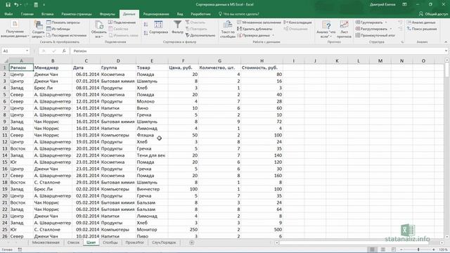 Сортировка данных в MS Excel смотреть онлайн
