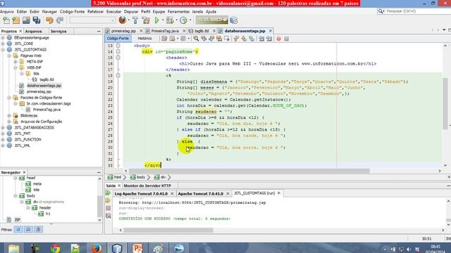 aula 5299 java para web III Calendar mostrando data e hora sem o uso de tags смотреть онлайн