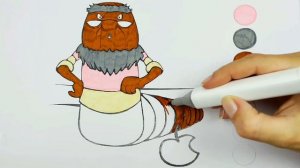 Раскраска Корней Корнеевич, учим цвета, Лунтик. Coloring pages for children.